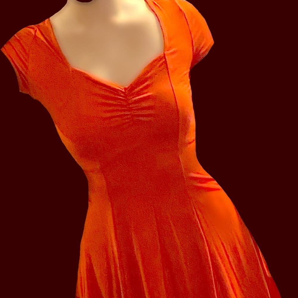 Orange fit and flare dress